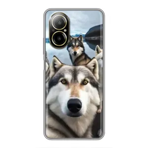 Чехол с Хаски для Realme C67 - (AlphaPrint) (Селфи ХАски)