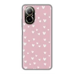 Чохол з розовим принтом для Realme C67 (Сердечки на рожевому)