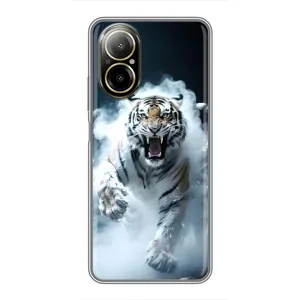 Чохол з картинкою 'Хижаки' для Realme C67 (Білий тигр у диму)