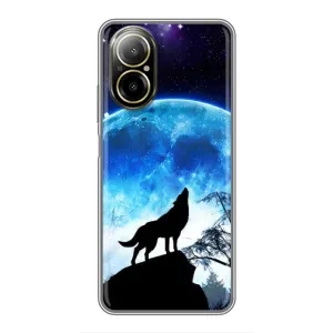 Защитные чехлы для Реалми С67 (AlphaPrint) (ХИТ продаж) ВОЛК (Волк на луну)