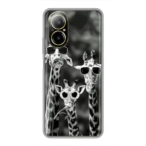 Силиконовый чехол с КАРТИНКАМИ лето для Realme C67 (AlphaPrint) (Жирафы в очках)