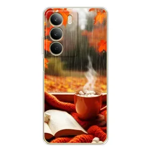 Чехол с уникальным дизайном «Осень с кофе» для Realme C71 (Кофе и дождь)