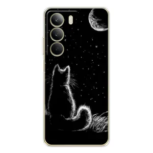 Чехол с принтом для Realme C71 (AlphaPrint) Модные коты (Котик и луна)