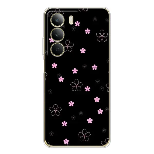 Чохол з принтом «Рожеві квіти на чорному» для Realme C71