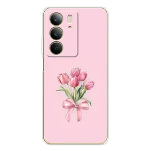 Чехол с розовым рисунком для Realme C73 5G (Букет цветов)