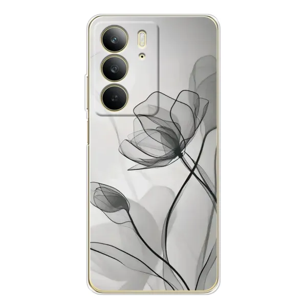 Чохол з принтом «Чорні квіти» для Realme C73 5G
