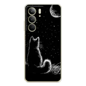 Чохол з принтом для Realme C73 5G (AlphaPrint) Модні коти (Котик і місяць)