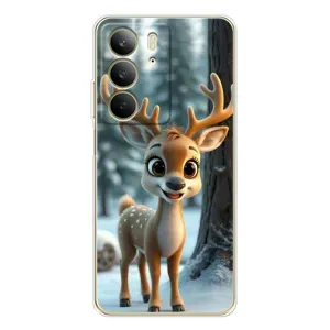 Яскравий чохол для Realme C73 5G з Зимові Оленята (Оленятко в лісі)