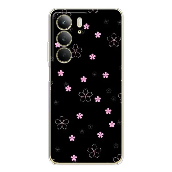 Чехол с принтом «Розовые цветы на черном» для Realme C73 5G Чехол с принтом «Розовые цветы на черном» для Realme C73 5G