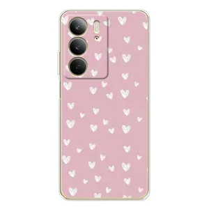 Чехол с розовым рисунком для Realme C73 5G (Сердечки на розовом)