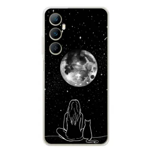 Чехол с рисунком кот на Realme C76 (Девушка с котом)