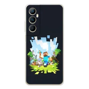 Чехол Майнкрафт на Realme C76 (AlphaPrint) Minecraft (персонажи Minecraft)