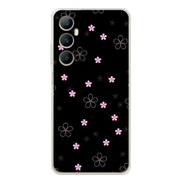 Чохол з принтом «Рожеві квіти на чорному» для Realme C76