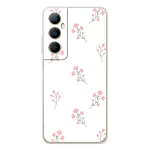 Чехол с розовым рисунком для Realme C76 (Розовые цветы)