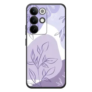 Силиконовый чехол с принтом в цветах на RealMe C85 Pro (Фиолетовые листья абстракция)