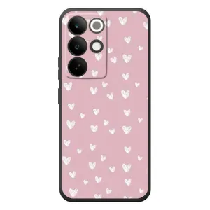 Чехол с розовым рисунком для RealMe C85 Pro (Сердечки на розовом)