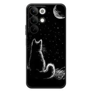 Чохол з принтом для RealMe C85 (AlphaPrint) Модні коти (Котик і місяць)