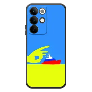 Чехол с принтом (Русский корабль...) для РеалMI C85 (AlphaPrint) (Щелбан кораблю)
