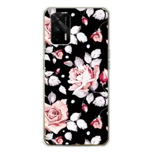 Чехлы с Цветами для Realme GT 5G (VPrint) (Цветочки на черном)