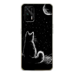 Чохол з принтом для Realme GT 5G (AlphaPrint) Модні коти (Котик і місяць)