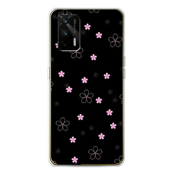 Чехол с принтом «Розовые цветы на черном» для Realme GT 5G