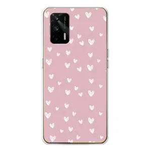 Чохол з розовим принтом для Realme GT 5G (Сердечки на рожевому)