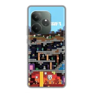 Чехол Майнкрафт на Realme GT 6 (AlphaPrint) Minecraft (фон Minecraft)