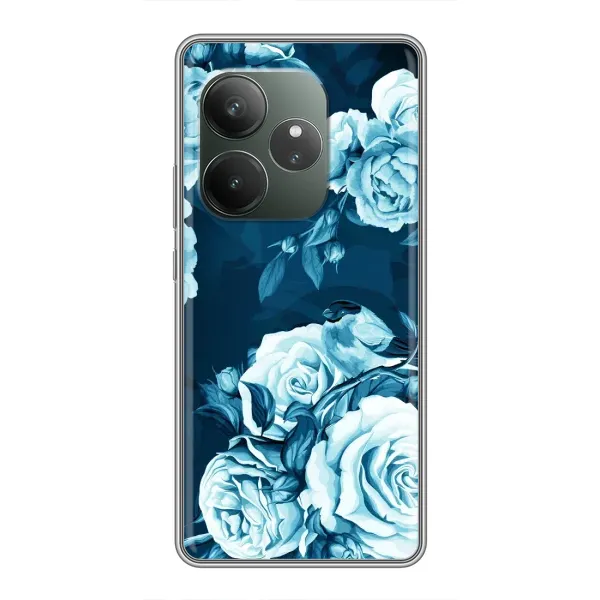 Чехол с принтом «Голубые Бутоны» для Realme GT 6 Чехол с принтом «Голубые Бутоны» для Realme GT 6