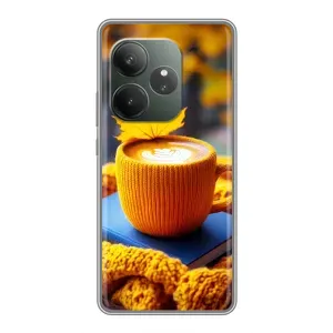 Чехол с уникальным дизайном «Осень с кофе» для Realme GT 6 (Кофе на желтом пледе)