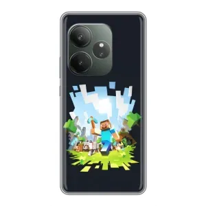 Чехол Майнкрафт на Realme GT 6 (AlphaPrint) Minecraft (персонажи Minecraft)