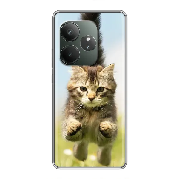 Чехол с принтом «Прыжок кота» для Realme GT 6