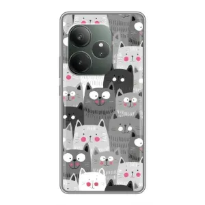 Чехлы с Котиками для Realme GT 6 (VPrint) (Рисованные котики)