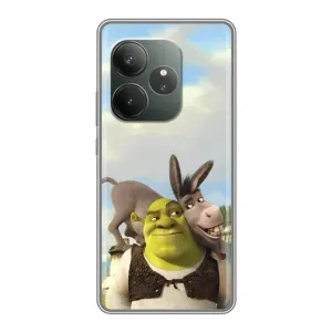 Чехол с мультфильмом Шрек на Realme GT 6 (Шрек и Осел)