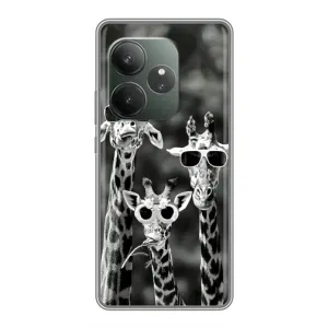 Силиконовый чехол с КАРТИНКАМИ лето для Realme GT 6 (AlphaPrint) (Жирафы в очках)