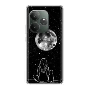 Чехол с рисунком кот на Realme GT 6T (Девушка с котом)