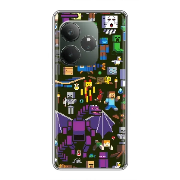 Чехол с принтом «Коллаж Майнкрафт» для Realme GT 6T