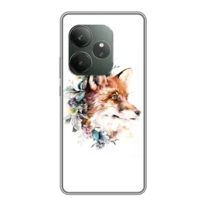 Чохли з картинкою Лисичка для Realme GT 6T (VPrint) (Лиса в квітах)