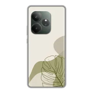 Силиконовый чехол с принтом в цветах на Realme GT 6T (Зеленая монстера дизайн)