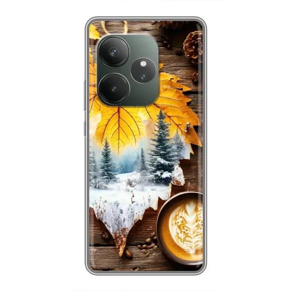 Чехол с принтом «Осенне-зимний кофе» для Realme GT 6T