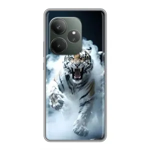 Чохол з картинкою 'Хижаки' для Realme GT 6T (Білий тигр у диму)