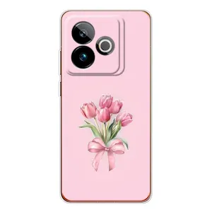 Чехол с розовым рисунком для Realme GT 7 (Букет цветов)