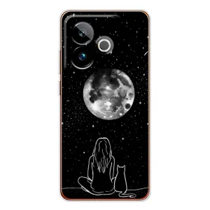 Чехол с рисунком кот на Realme GT 7 (Девушка с котом)