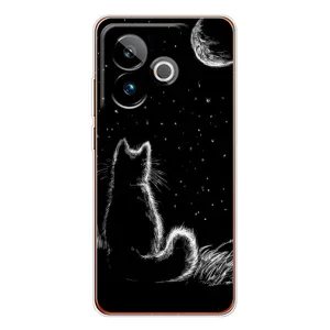 Чехол с принтом для Realme GT 7 (AlphaPrint) Модные коты (Котик и луна)