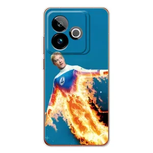 Чохол з принтом Фантастична четвірка для Realme GT 7 (Людина-факел у вогні)