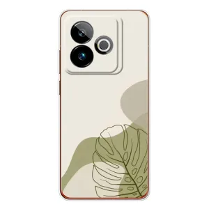 Силиконовый чехол с принтом в цветах на Realme GT 7 (Зеленая монстера дизайн)