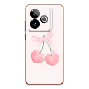 Чехол с розовым рисунком для Realme GT 7 (Розовые вишни)