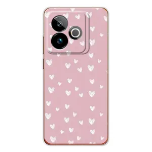 Чехол с розовым рисунком для Realme GT 7 (Сердечки на розовом)