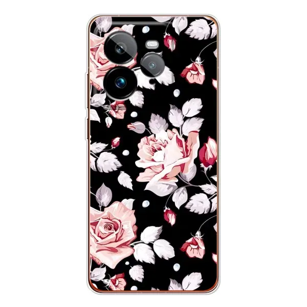 Чехол с принтом «Цветочки на черном» для Realme GT 7Pro