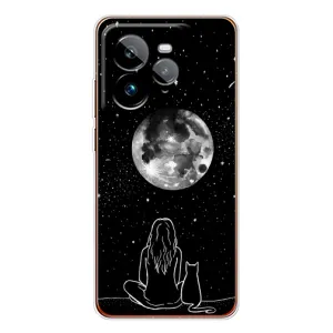 Чехол с рисунком кот на Realme GT 7Pro (Девушка с котом)