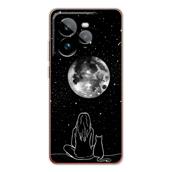 Чохол з принтом «Дівчина з котом» для Realme GT 7Pro
